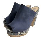 Stella McCartney sandals size 7 37 blue faux suede snake platform mules heeled