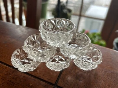 Antique Set of 6 Salt Cellars Dips Open Salt Dip Diamond Star Pattern 1.5" - Image 1 of 3