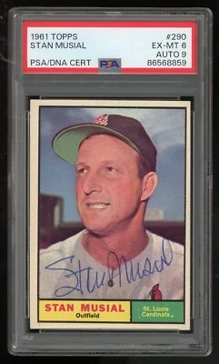 1961 Topps Stan Musial	PSA/DNA Certified AUTO 9 Only 2 higher #290 PSA 6 SHARP! - Image 1 of 2