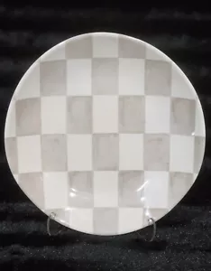 5 Brown Taupe Cream Checkered Melamine Salad Plates 9" Mocha Checked Shabby Chic - Picture 1 of 11