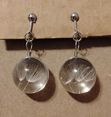 Whimsical Dandelion Charm: Acrylic 1" Clip-on Earrings - Image 1 of 3