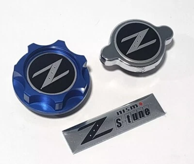 RADIATOR CAP + OIL FILLER CAP BLUE BDC STYLE FOR Z 300ZX 350Z 370Z ENGINE JDM - Image 1 of 4