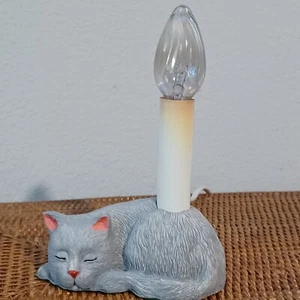 Vintage Katze Kätzchen Katze Lampe grau klein Deko ohne Birne ohne Schirm - Bild 1 von 17