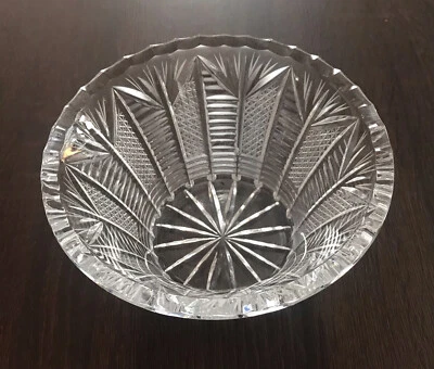 BOHEMIA 24% LEAD CRYSTAL CZECH REPUBLIC HAND CUT HEAVY VASE CRYSTAL BOWL - Image 1 of 4