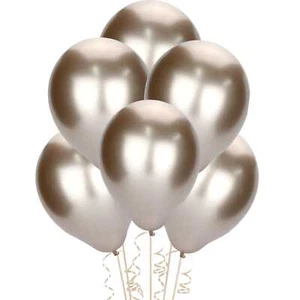 Chrome Champagne Gold 10 Latex Birthday Party Balloons 30cm Helium Quality - Picture 1 of 2