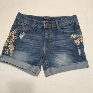 Vanilla Star Size 14 Girls Short Pants Floral Blue Jean - Picture 1 of 12