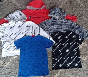 5 Pc BOYS Champion Lot Size Medium 2 Tees & 3 Hoodies EUC  - Picture 1 of 5