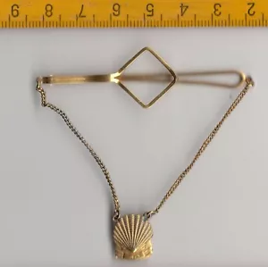 Vintage Double Gold SHELL OIL 10 year Serice Tie Clip badge Fuel Oil Petrol - Foto 1 di 2