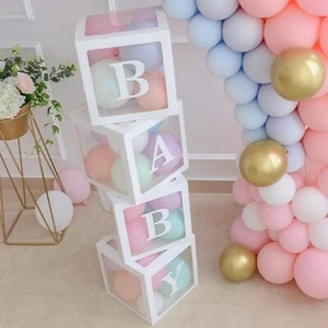 4 PCs Transparent Balloon Boxes – Elegant Baby Shower Décor with Letters - Picture 1 of 9