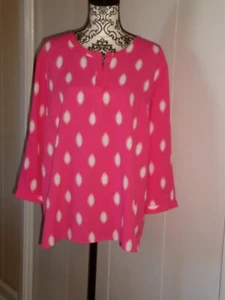 Investments Women Hot Pink & White  Long Sleeve Blouse XL  EUC - Picture 1 of 9