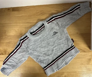 Jordache Grey w Navy & Maroon Sweater Sz 12-18m Long Sleeve Crew Neck - Picture 1 of 6
