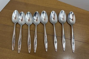 Oneida Community Stainless Flatware My Rose Set Of 8 Vintage Teaspoons - Picture 1 of 5