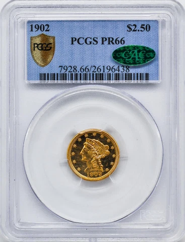 1902 LIBERTY $2 1/2 PCGS PR 66 Cover