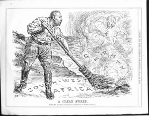 General Botha Sweeps Germany out of SW Africa. Original WW1 PUNCH Cartoon - Picture 1 of 1