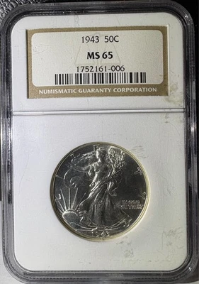 1943 50c Silver Walking Liberty Half Dollar NGC MS65 (006) - Image 1 of 2