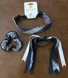 Dennis Uniforme Cravatte per Capelli Bambina Plaid 3pz NUOVE - Foto 1 di 2
