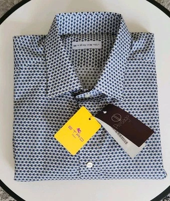 ETRO MILANO Estampado Geométrico 100% Algodón Manga Larga - Talla 43 Nuevo Con Etiquetas Foto 1 de 4