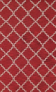 Trellis Contemporary Hand-Tufted Red Rug 5x8 Oriental Modern Wool Carpet - Picture 1 of 18