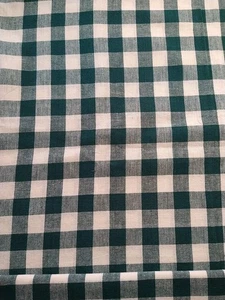 Dark Green Gingham 1" Check Fabric Cotton Home Dec Tablecloth Weight 17" x 56" - Picture 1 of 3