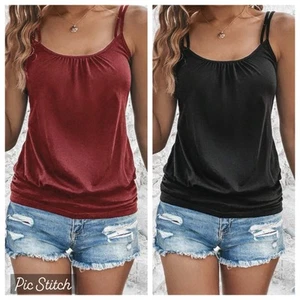 Brand New In Package WMs SHEIN LUNE Cami Tank Tops SMALL Set Of 2 Red and Black - Picture 1 of 12