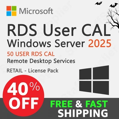 WINDOWS SERVER 2025 RDS [REMOTE DESKTOP SERVICES] 50 USER CAL NEW SEALED - Image 1 of 4