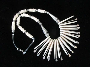 Magnificent Exotic Tribal Cream Color Bone & Silver Plated Beaded Necklace - Picture 1 of 5