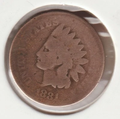 US Rare Old West 1881 Indian Head Penny Coin American Collection Shield Cent USA - Image 1 of 2