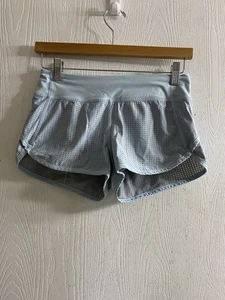 ivivva Lululemon Light Blue Mesh Style Athletic Shorts Girls Sz 12 - Picture 1 of 4