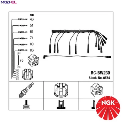 IGNITION CABLE KIT 0574 FOR BMW 3/E2/E0 M20B27 2.7L M20B20 2.0L M30B35 3.5L 6cyl - Image 1 of 4