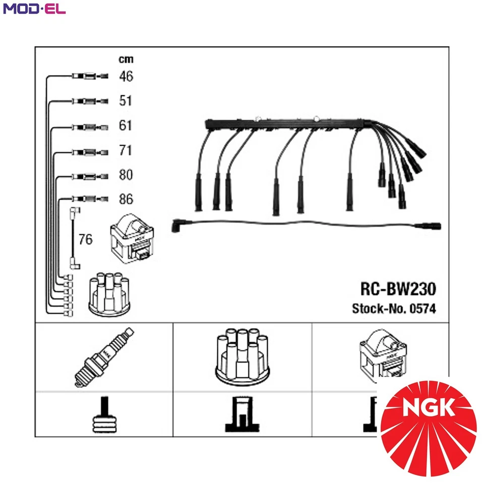 IGNITION CABLE KIT 0574 FOR BMW 3/E2/E0 M20B27 2.7L M20B20 2.0L M30B35 3.5L 6cyl - Image 1 of 4