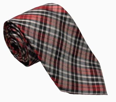 Галстук галстук мужской Pierre Cardin клетчатый тартан красный черный белый длина 58 дюймов в длину - Изображение 1 из 4