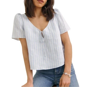 Neu mit Etikett Reformation Mayla Leinentop Größe S weiß/blau gestreift - Bild 1 von 5