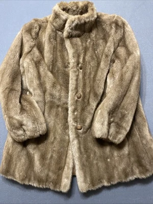 Vintage Career Originals Tissavel Mink French Faux Fur Coat Button Down Size 14 - Image 1 of 4