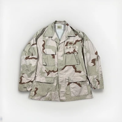 Vintage US Army Jacket Mens Large Long Desert 3 Color Camo Combat Coat 90s - Image 1 of 4
