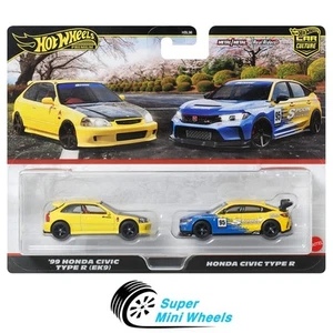 Hot Wheels 1:64 2 Pack ’99 Honda Civic Type R EK9 & Honda Civic Type R Spoon - Picture 1 of 2