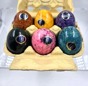 6 mehrfarbige handgeschnitzte Ostereier aus Alabasterstein Made in Italy tolle Farben - Bild 1 von 4