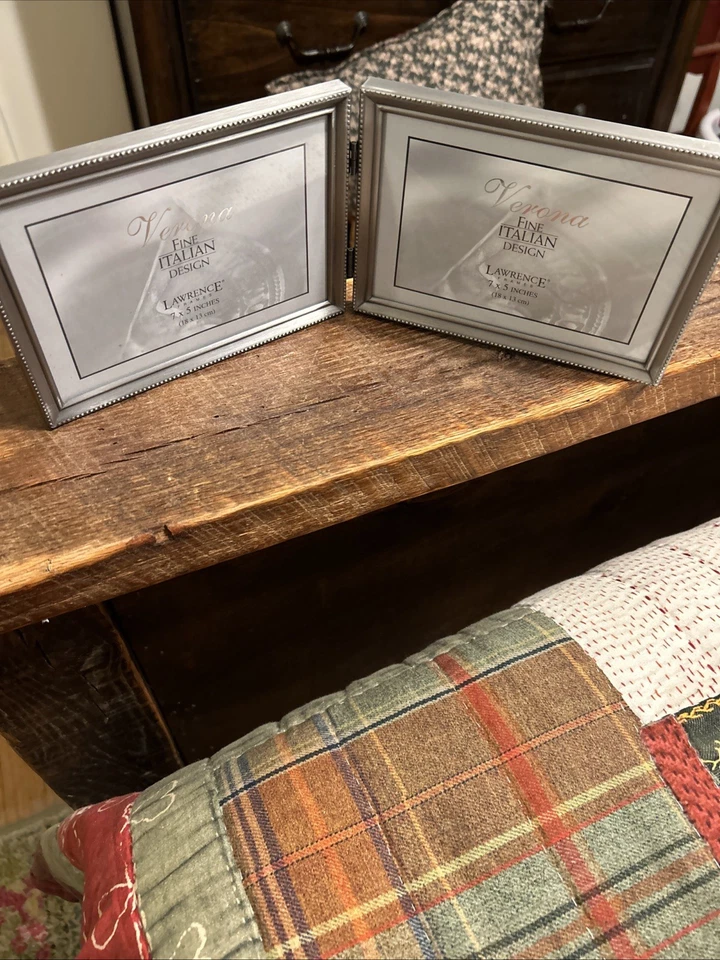 Lawrence Frames Pewter Color Double Picture Frame 7.5”fine Italian Design - Image 1 of 4