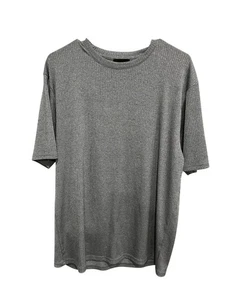 Camiseta Claiborne Para Hombres Gris Acanalada Manga Corta Talla Grande Informal Ligera Tejida - Imagen 1 de 9