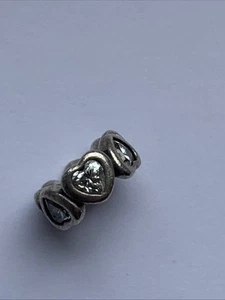 Genuine Pandora Silver Sparkly Heart Charm/bead VGC - Picture 1 of 4