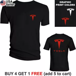 Tesla T-Shirt Motors Logo Elon Musk Model S 3 X Y Cybertruck Racing F&RR BTS07 - Picture 1 of 17