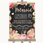 Chalkboard Style Pink Roses Polaroid Guestbook Personalised Wedding Sign