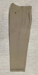 Caribbean Joe Beach Tan Men’s Pleated Bottom Cuffed Dress Pants 34 X 30 Beige - Picture 1 of 9