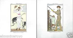 STAMPA COSTUMES PARISIENS 1912 CARTONCINO FMR FRANCO MARIA RICCI 21X22 MODA 2122 - Picture 1 of 1