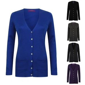 Chaqueta de punto de señora cárdigan escote en V bolsillos talla grande XXS-4XL - Imagen 1 de 9