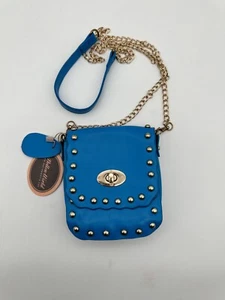 Bolso Bandolera Bolso de Mano MELLOW WORLD Azul Vintage Cuero Vegano Cadenas Doradas Nuevo con Etiquetas - Imagen 1 de 8