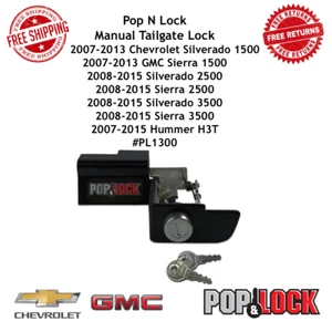 Pop N Lock Manuel Tailgate Lock Black For Gmc Sierra Chevy Silverado Hummer H3T - Picture 1 of 5