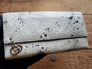 Gebraucht / Gucci vs Jordan MF Jenson / Monogram / Weiß mit Schwarz / Leder Geldbörse - Bild 1 von 12