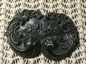 Vintage Black Brass Tone ornate Belt Buckle 1 3/4" - Picture 1 of 4