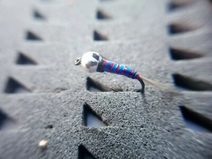 3 perdigones azul brinca roja , cabeza tungsteno plata pesca a mosca - Imagen 1 de 2