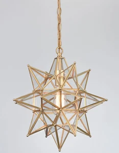 Modern Moravian Star Pendant Light for Kitchen Island Boho Gold Hanging Ceiling - Picture 1 of 8